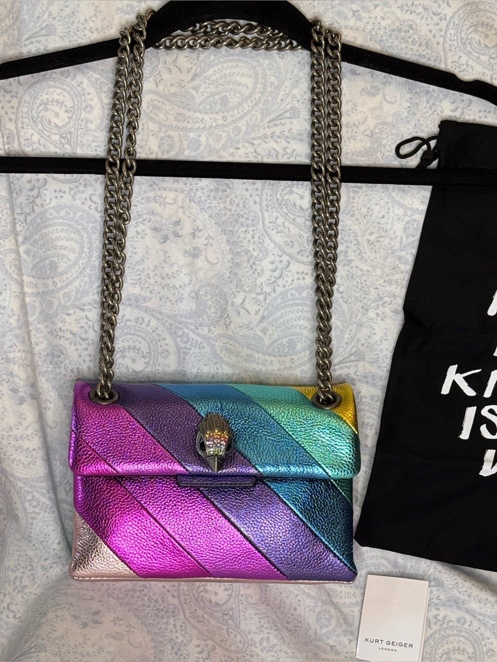 Kurt Geiger Mini Kensington Shimmering Metallic Leather Shoulder/Crossbody Bag